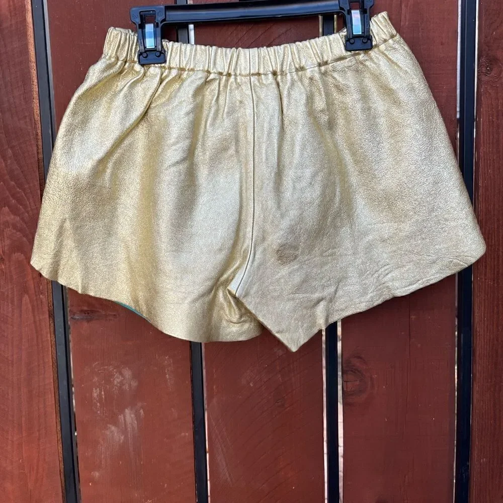 Clover canyon Metallic gold leather shorts with pockets size small